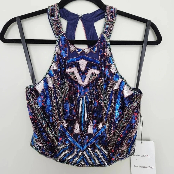 Primavera Prom Dress Size 10 NWT 2-Piece Beaded Style 1594 Midnight Couture - Picture 2 of 16